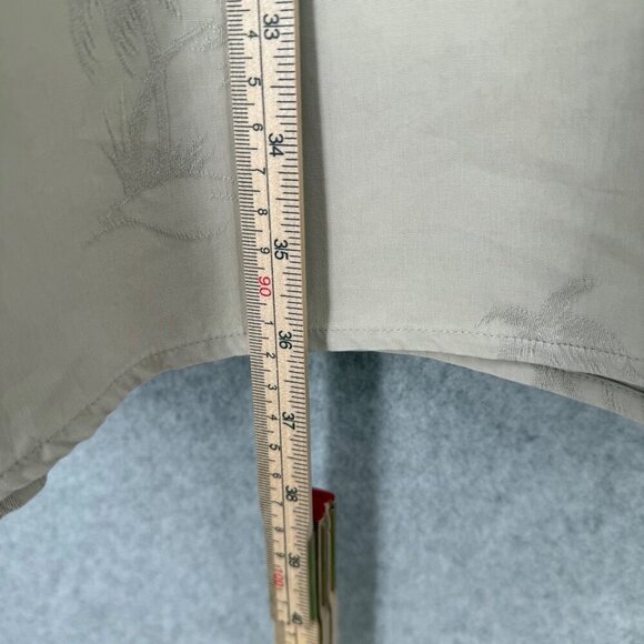 Banana Bay Womens VTG 100% Silk Shift Dress Size L Tan Palm Tree Embroidered - Picture 9 of 10